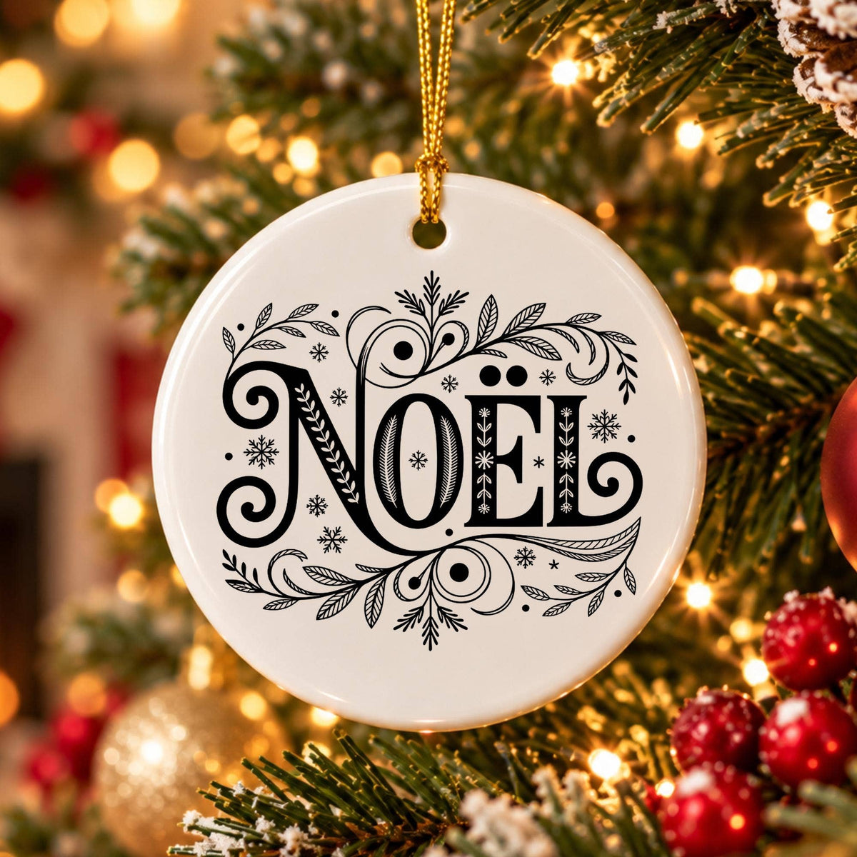 Noel Ceramic Ornament With Gift Box