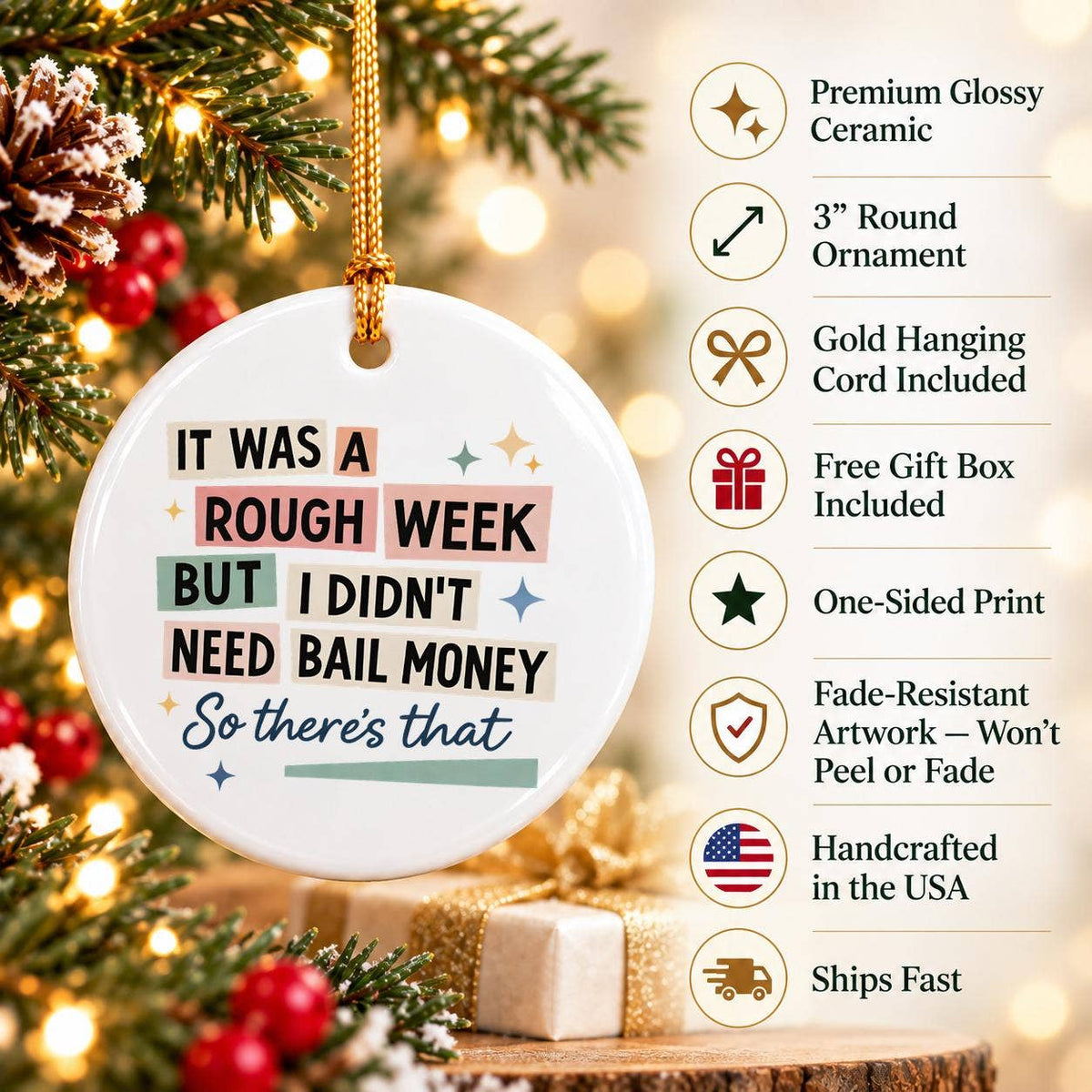 Humorous Ceramic Ornament Gift Boxed Christmas Decor