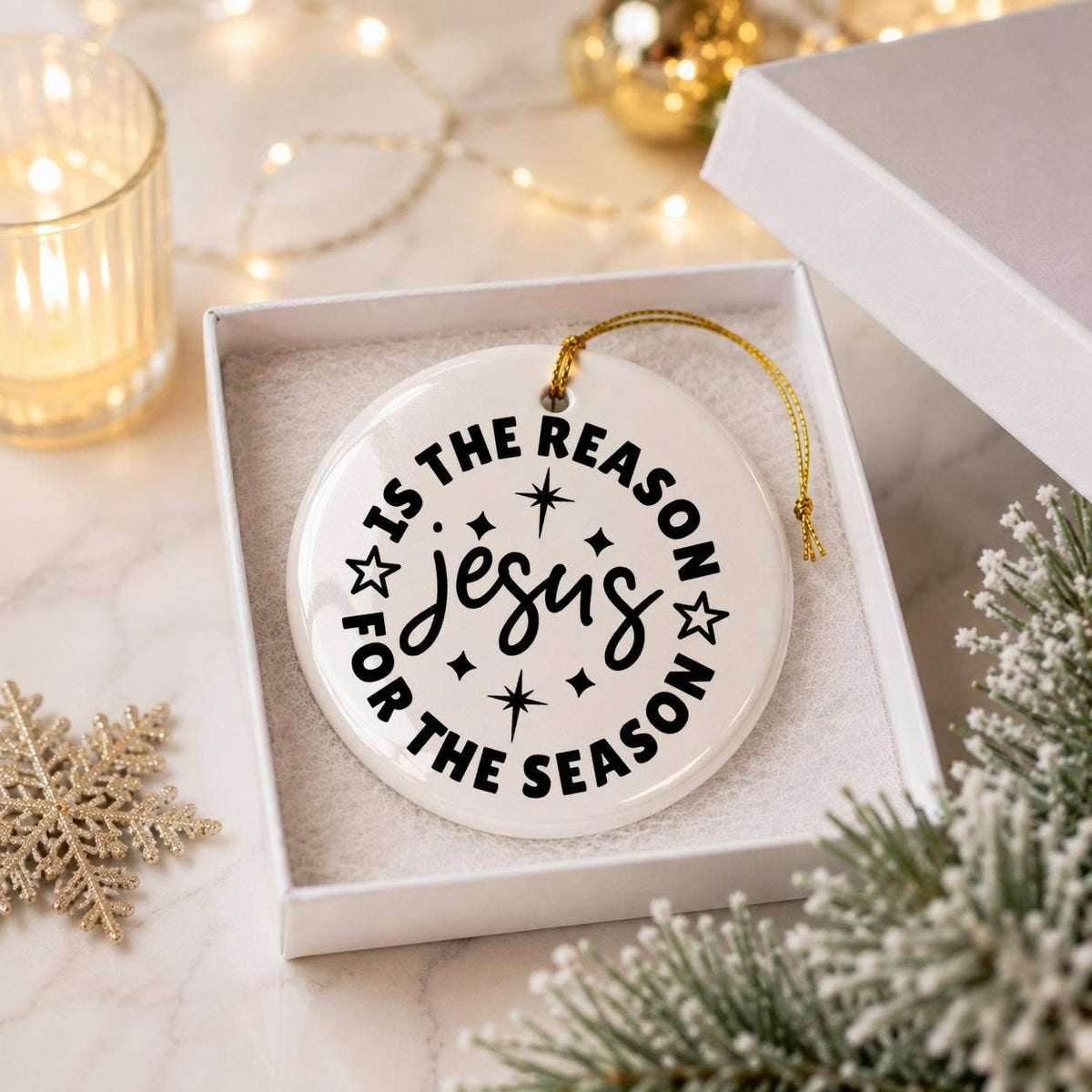 Christian Ceramic Ornament - Jesus Is the Reason Star Design