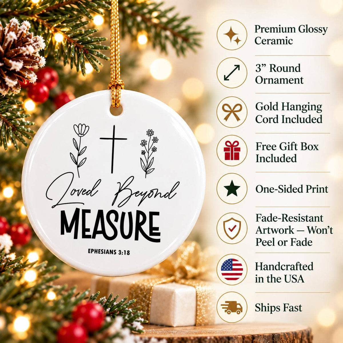 Loved Beyond Measure Ceramic Holiday Ornament