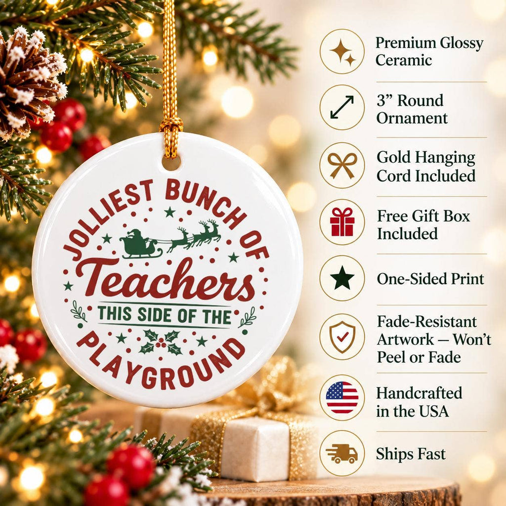 Jolly Teachers Christmas Ceramic Ornament Gift Box