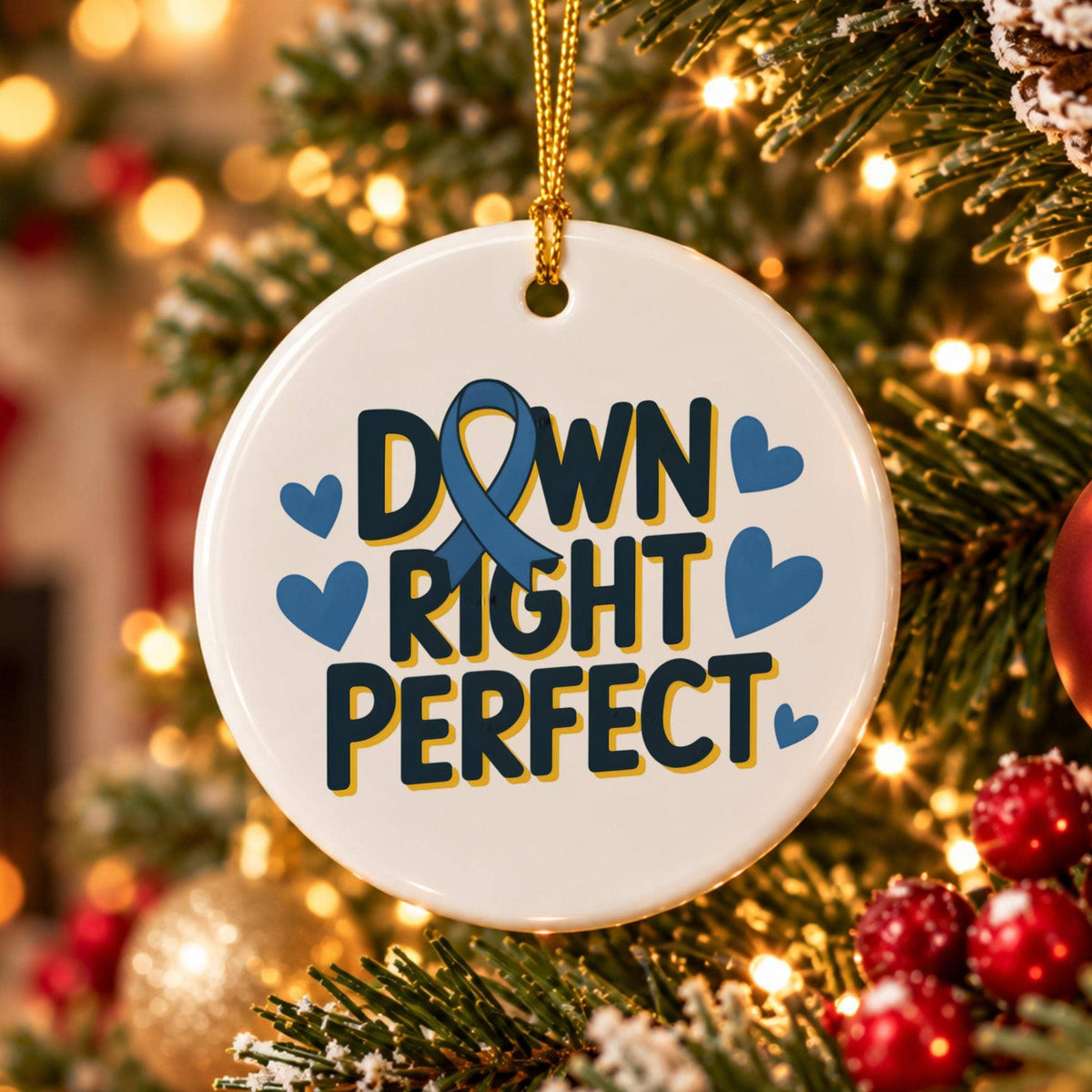 Down Syndrome Support Heart Ornament - Ceramic Keepsake Gift