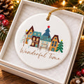 Charming Village Scene Ceramic Christmas Ornament Keepsake