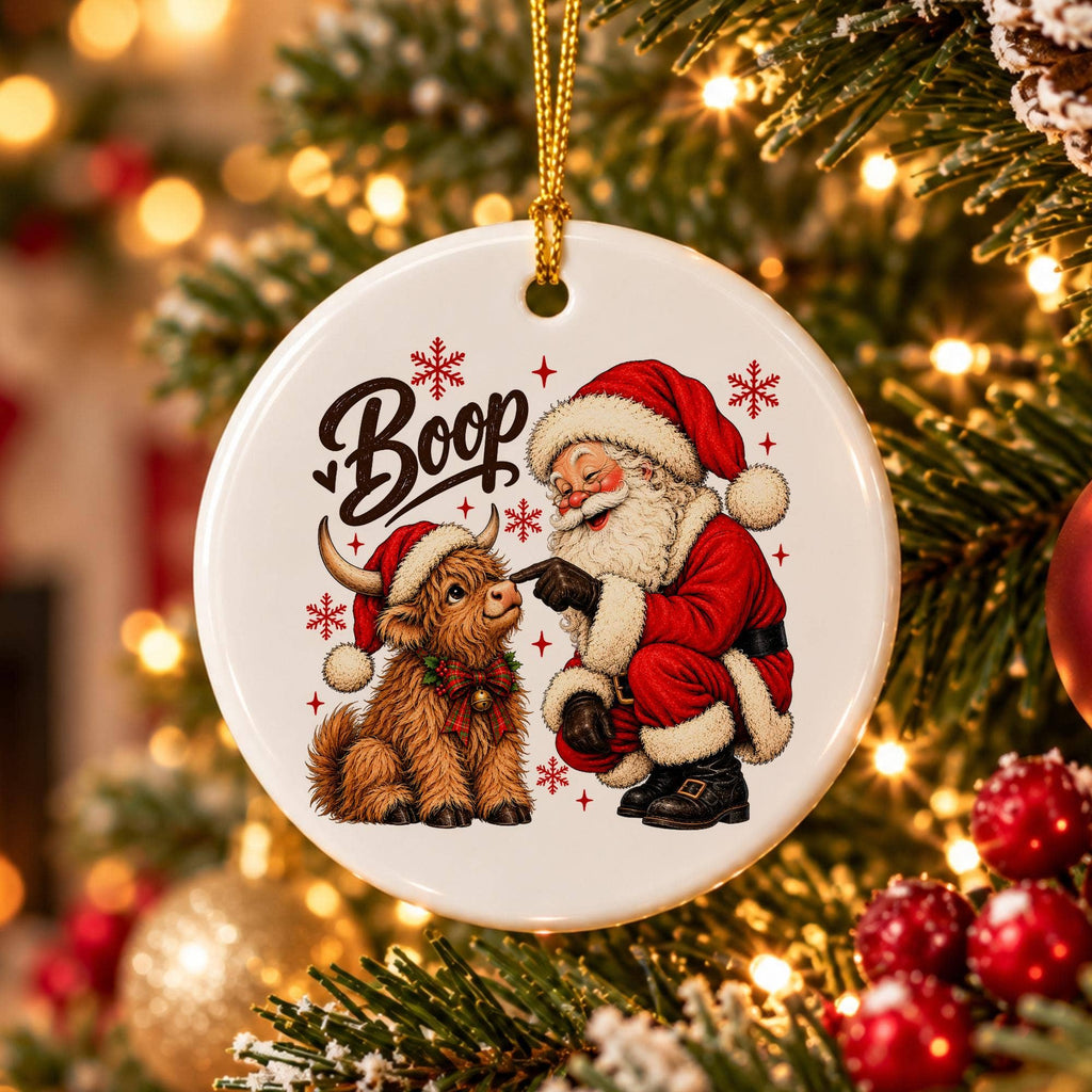 Santa Boop Ceramic Christmas Ornament with Gift Box