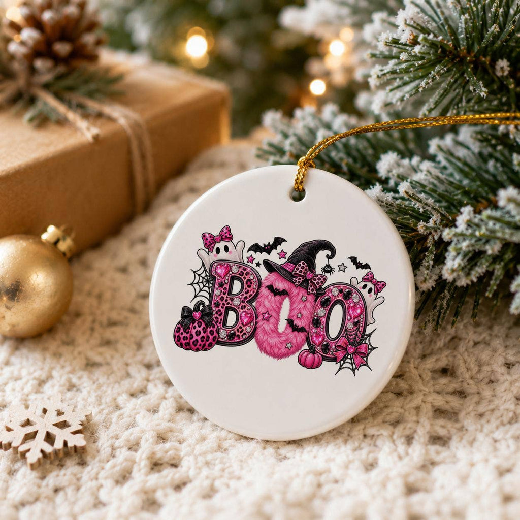 Halloween 'Boo' Witch Hat & Ghost Ceramic Ornament Décor