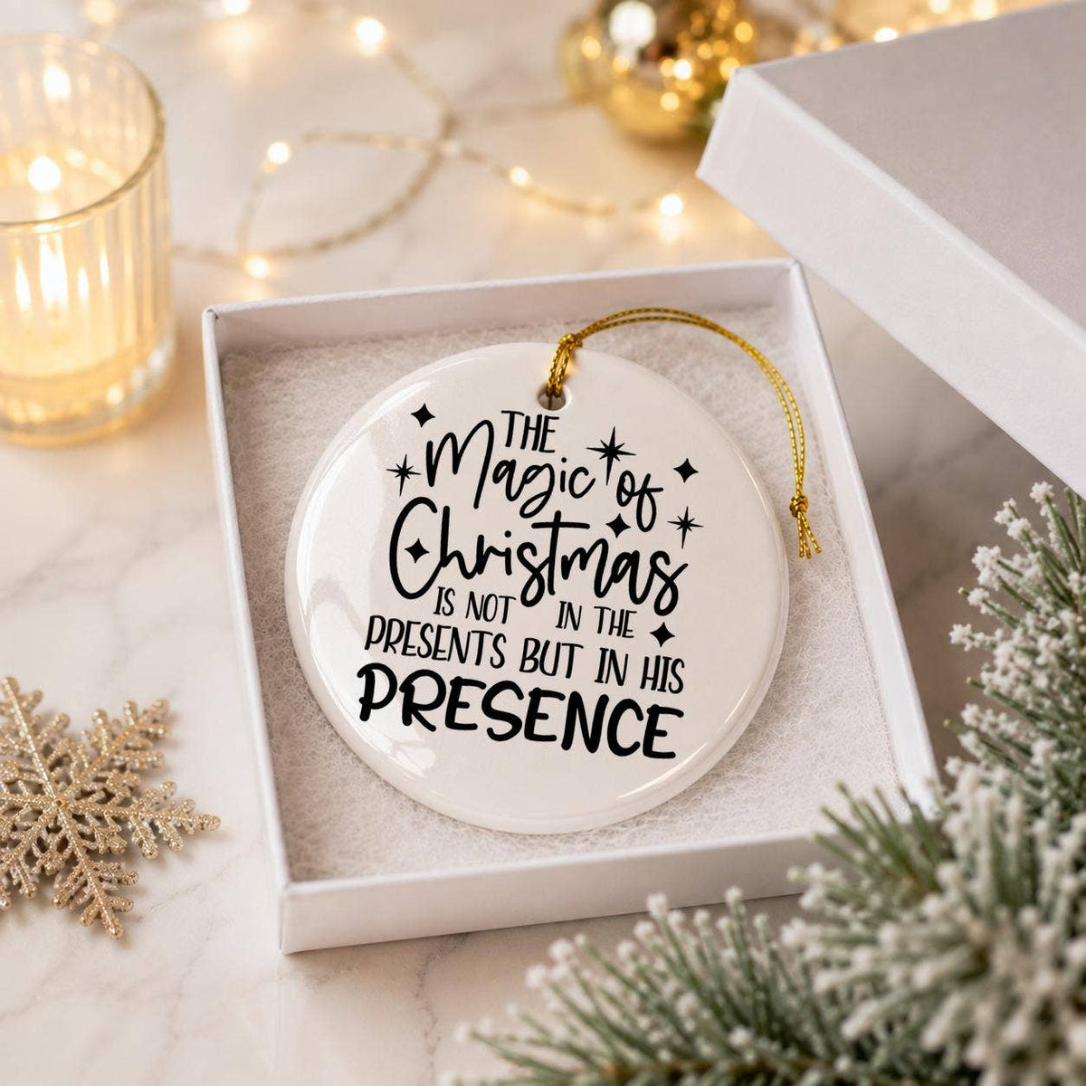 Ceramic Christmas Ornament with Inspirational Quote