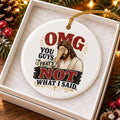 Humorous Ceramic Christmas Ornament with Jesus Design