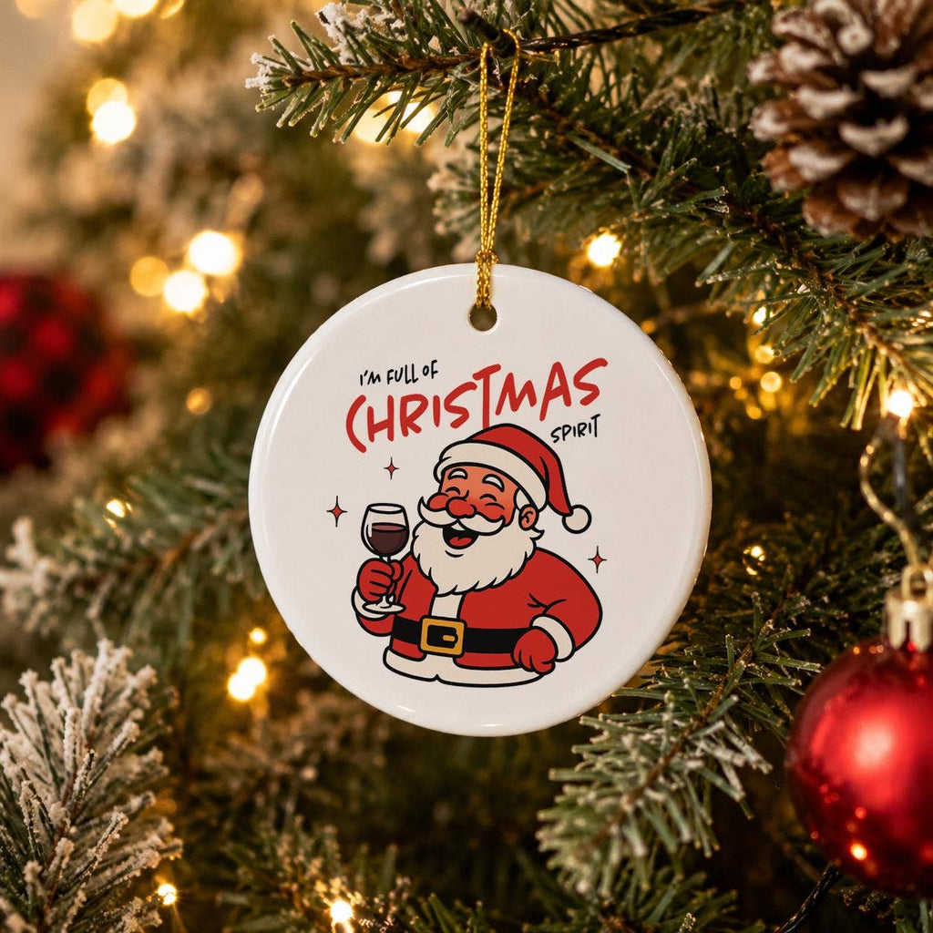 Santa Christmas Spirit Ceramic Ornament with Box