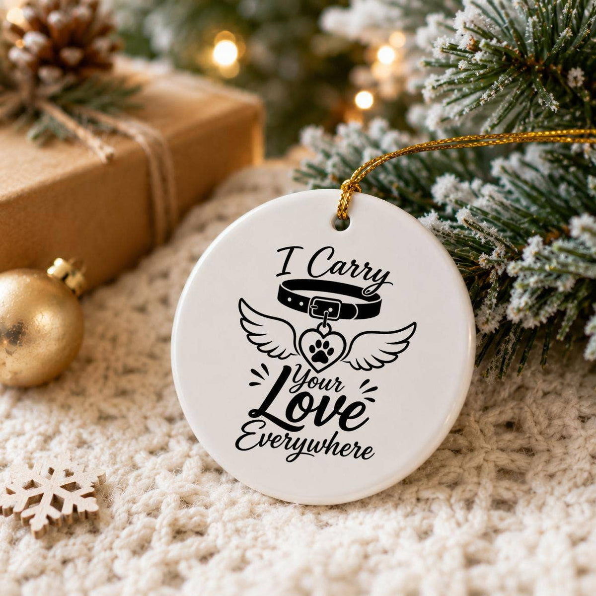 Pet Memorial Winged Heart Ceramic Ornament with Gift Box