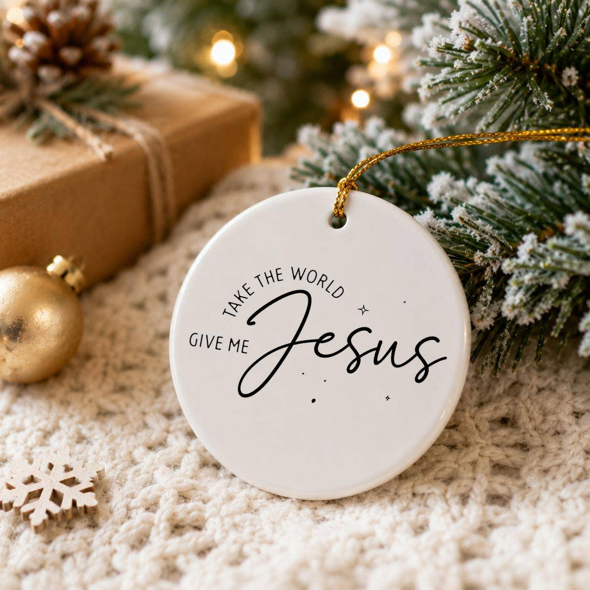 Faithful Ceramic Ornament: 'Give Me Jesus' Christmas Decor