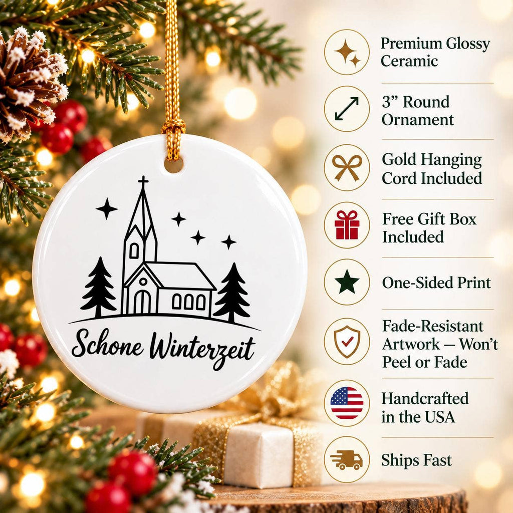 Schöne Winterzeit Church Ceramic Ornament Gift Boxed