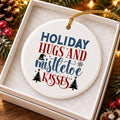 Festive Ceramic Ornament with Mistletoe and Snowflake Motifs