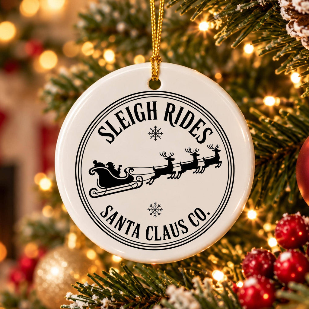 Sleigh Rides Ceramic Christmas Ornament with Gift Box