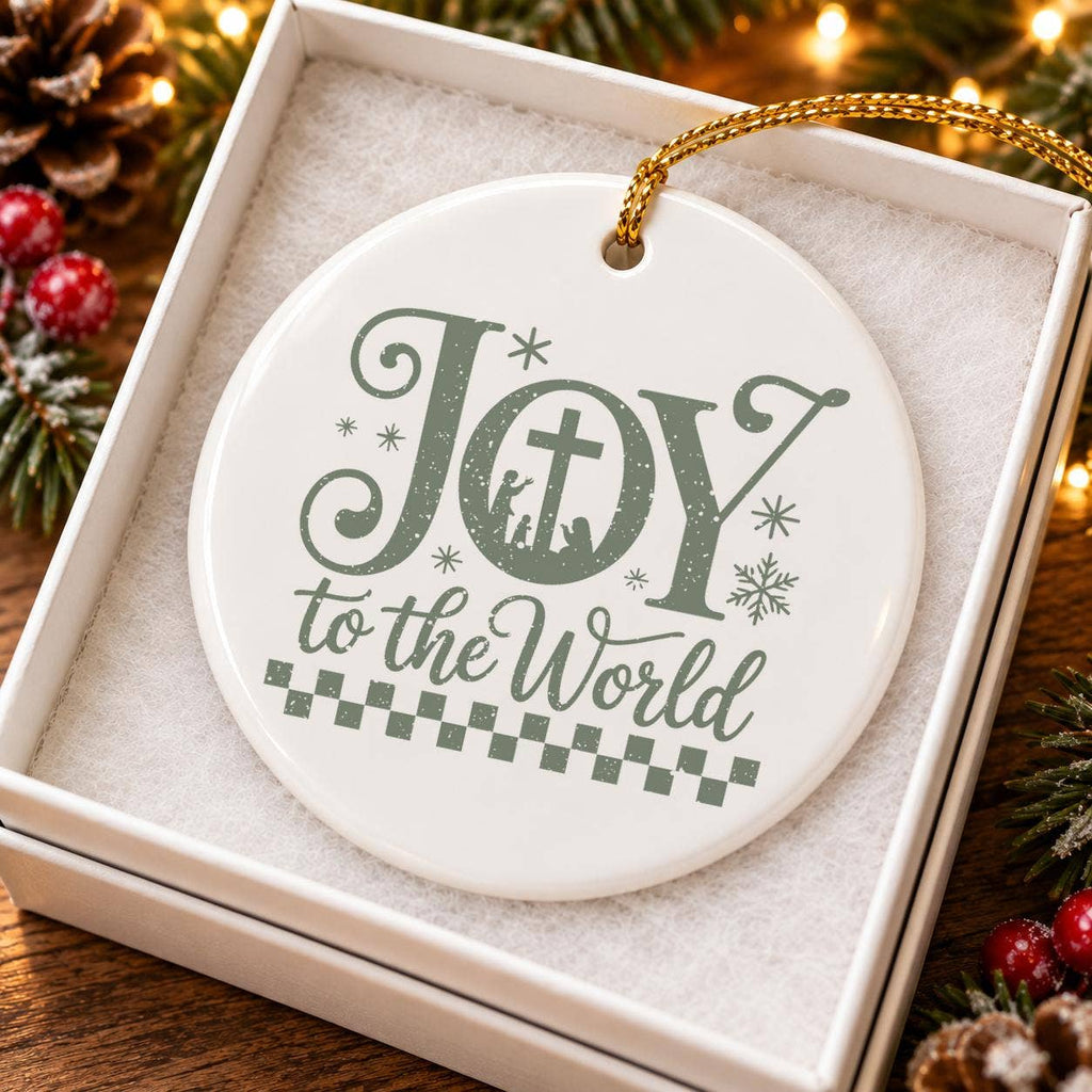 Ceramic Nativity Scene Ornament - Joy to the World Christmas