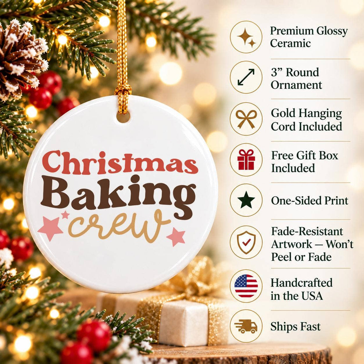 Festive Ceramic Ornament for Christmas Baking Enthusiasts