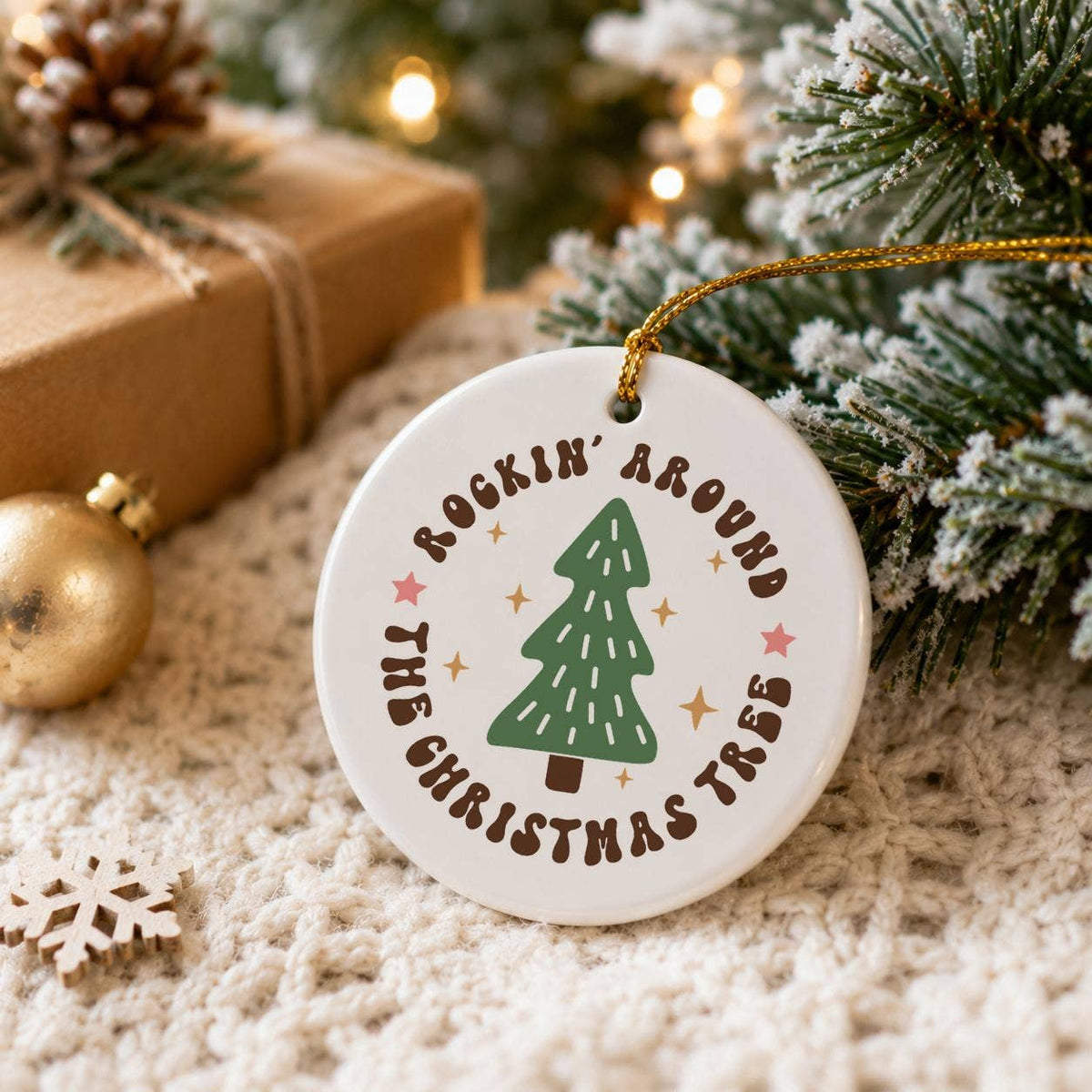 Rockin Christmas Tree Ceramic Ornament Gift Boxed