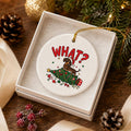 Humorous Ceramic Dachshund and Christmas Tree Ornament Gift