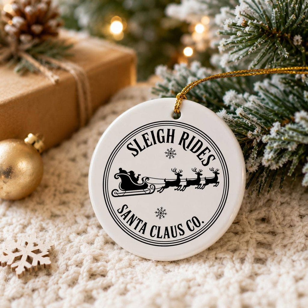 Sleigh Rides Ceramic Christmas Ornament with Gift Box