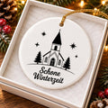 Winter Church Scene Ceramic Holiday Ornament Gift