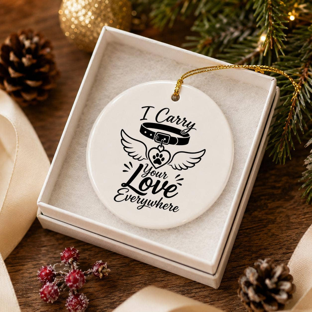 Pet Memorial Winged Heart Ceramic Ornament with Gift Box