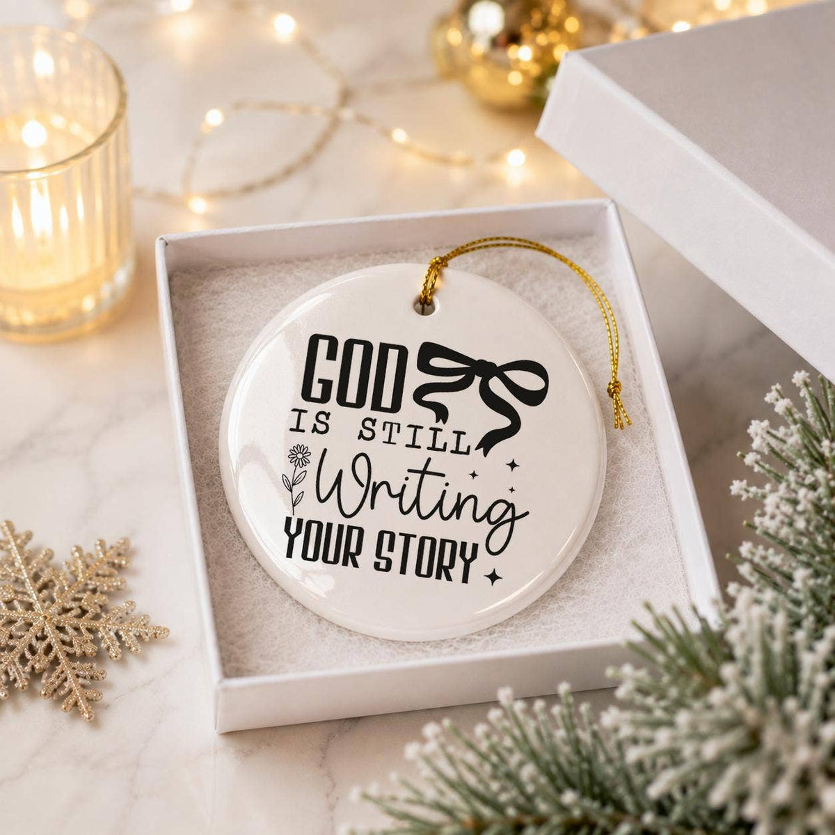 Faith-Inspired Ceramic Ornament: God Writes Your Story