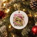 Festive Cat Ceramic Ornament with Sunglasses for Christmas