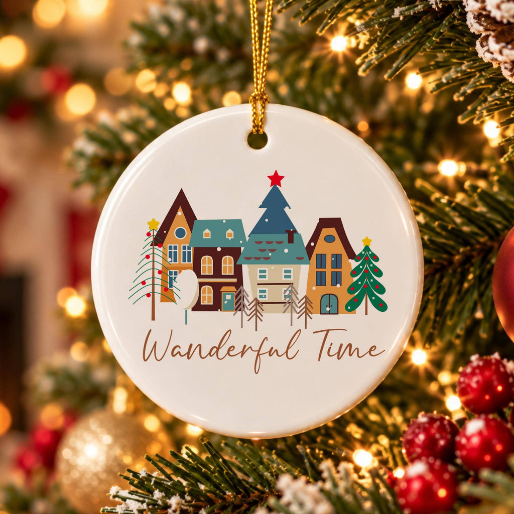 Charming Village Scene Ceramic Christmas Ornament Keepsake