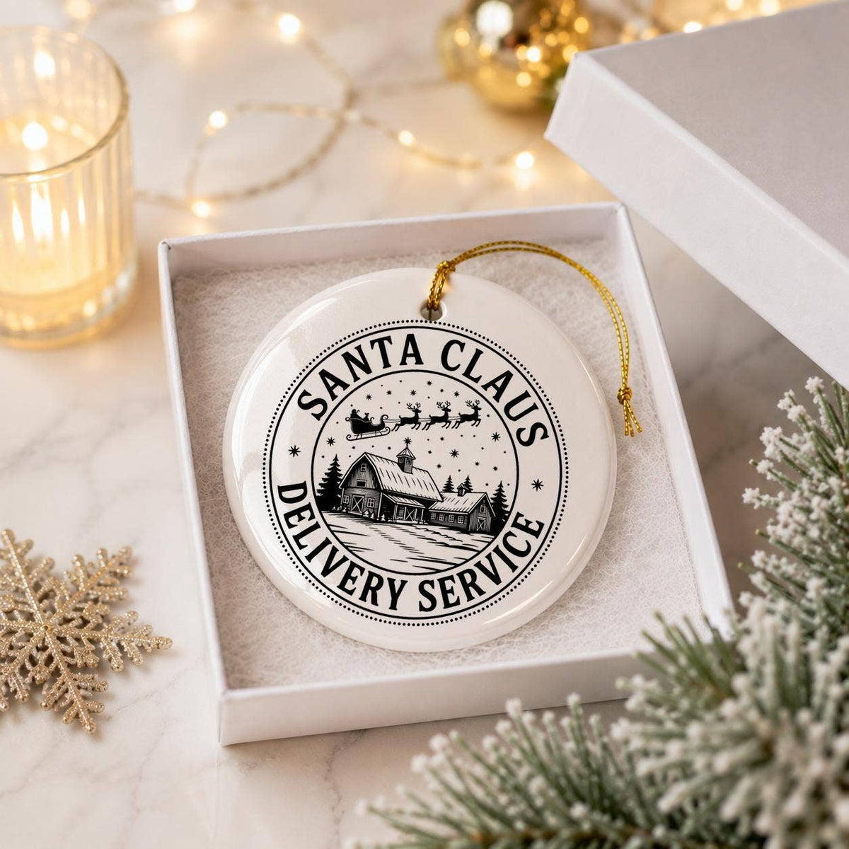 Ceramic Santa Claus Delivery Ornament Christmas Decor