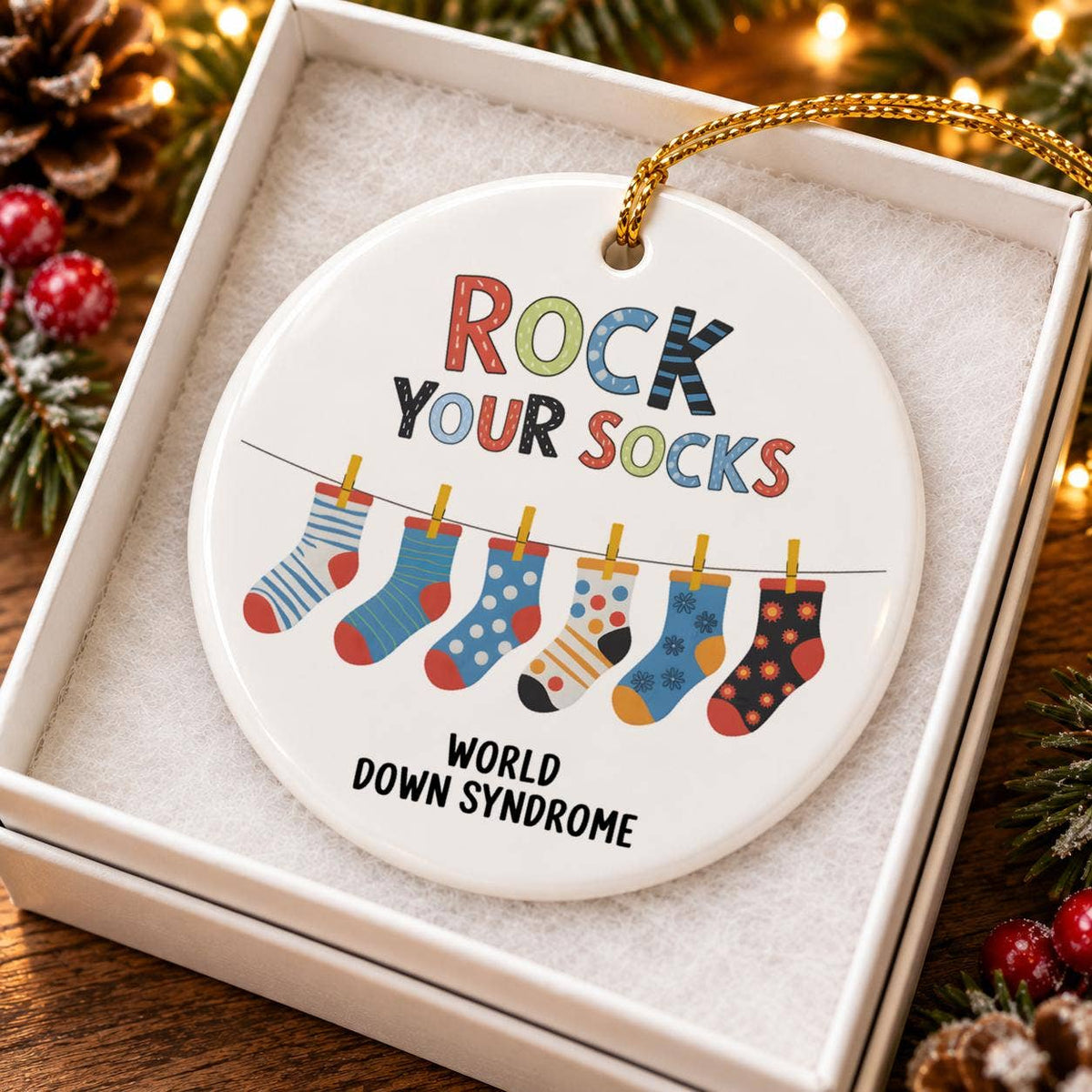 World Down Syndrome Day Colorful Ceramic Socks Ornament