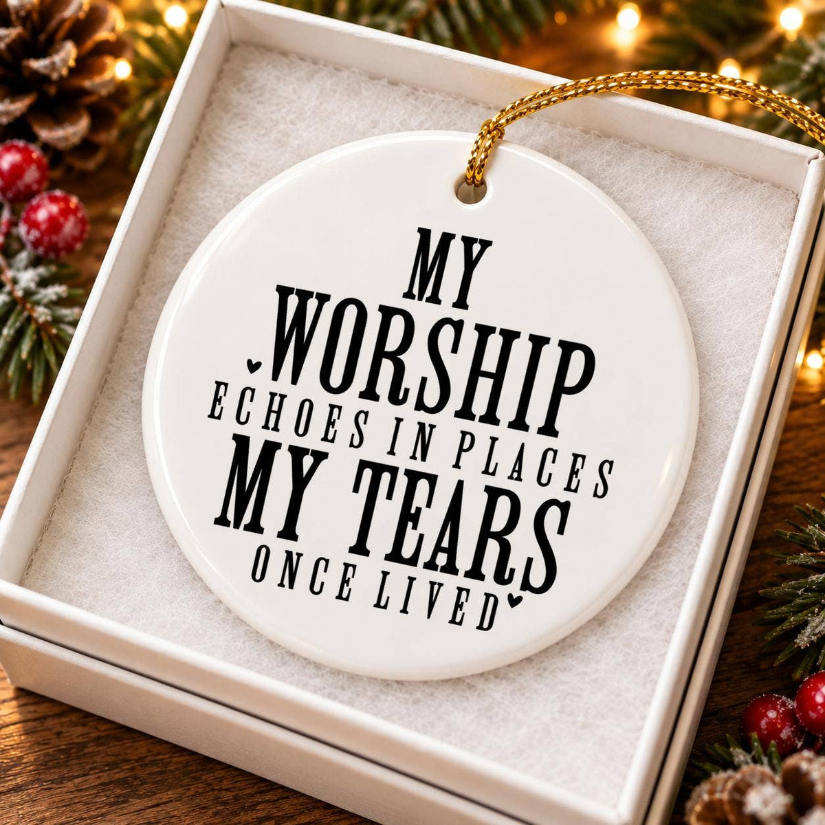 Elegant Ceramic Ornament: Hope and Faith, Gift Box Included