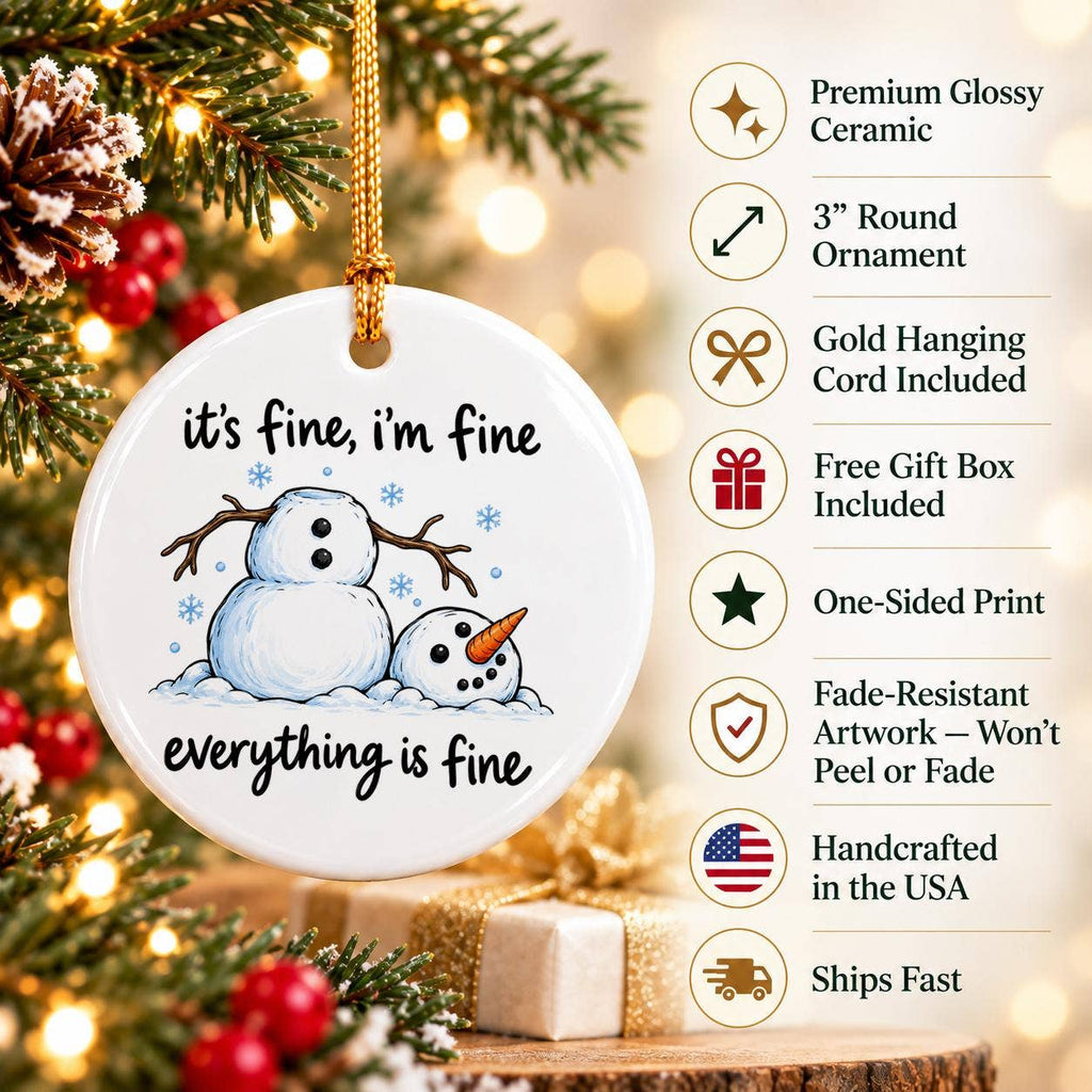 Funny Snowman Quote Ceramic Ornament for Christmas Decor