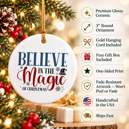 Believe in Magic Snowflake Christmas Ceramic Ornament Gift