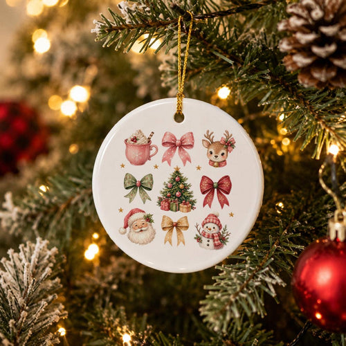 Christmas Ceramic Ornament With Santa and Reindeer