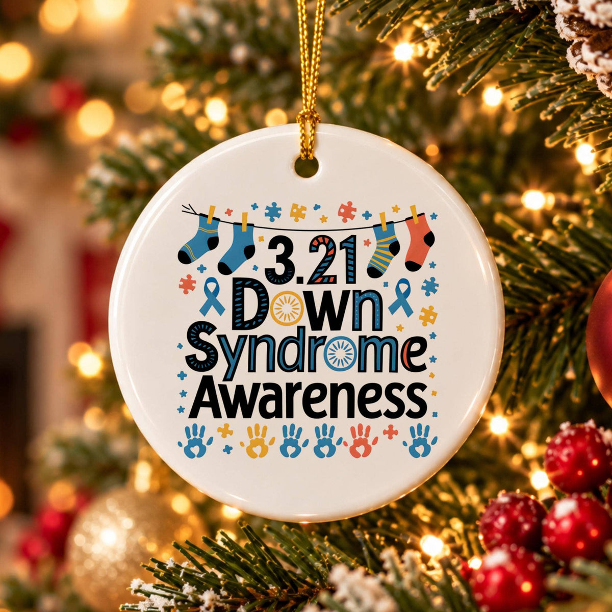 Down Syndrome Awareness Ceramic Ornament Gift Boxed