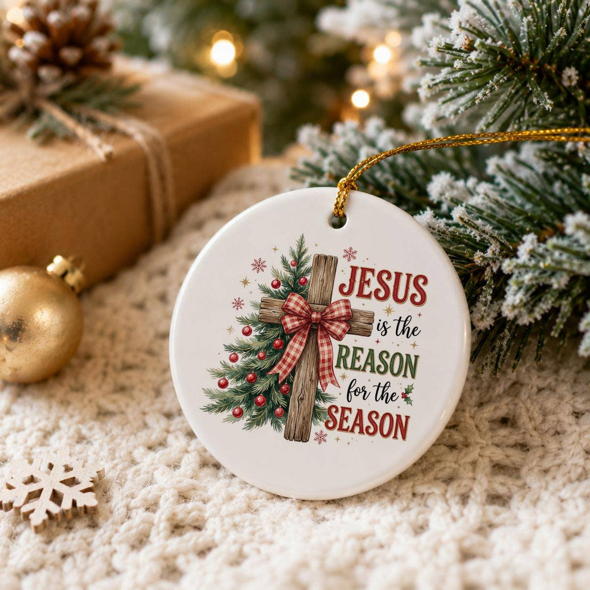 Ceramic Ornament: "Jesus is the Reason" Christmas Tree Decor