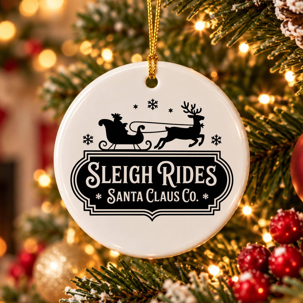 Sleigh Rides Ceramic Ornament with Gift Box