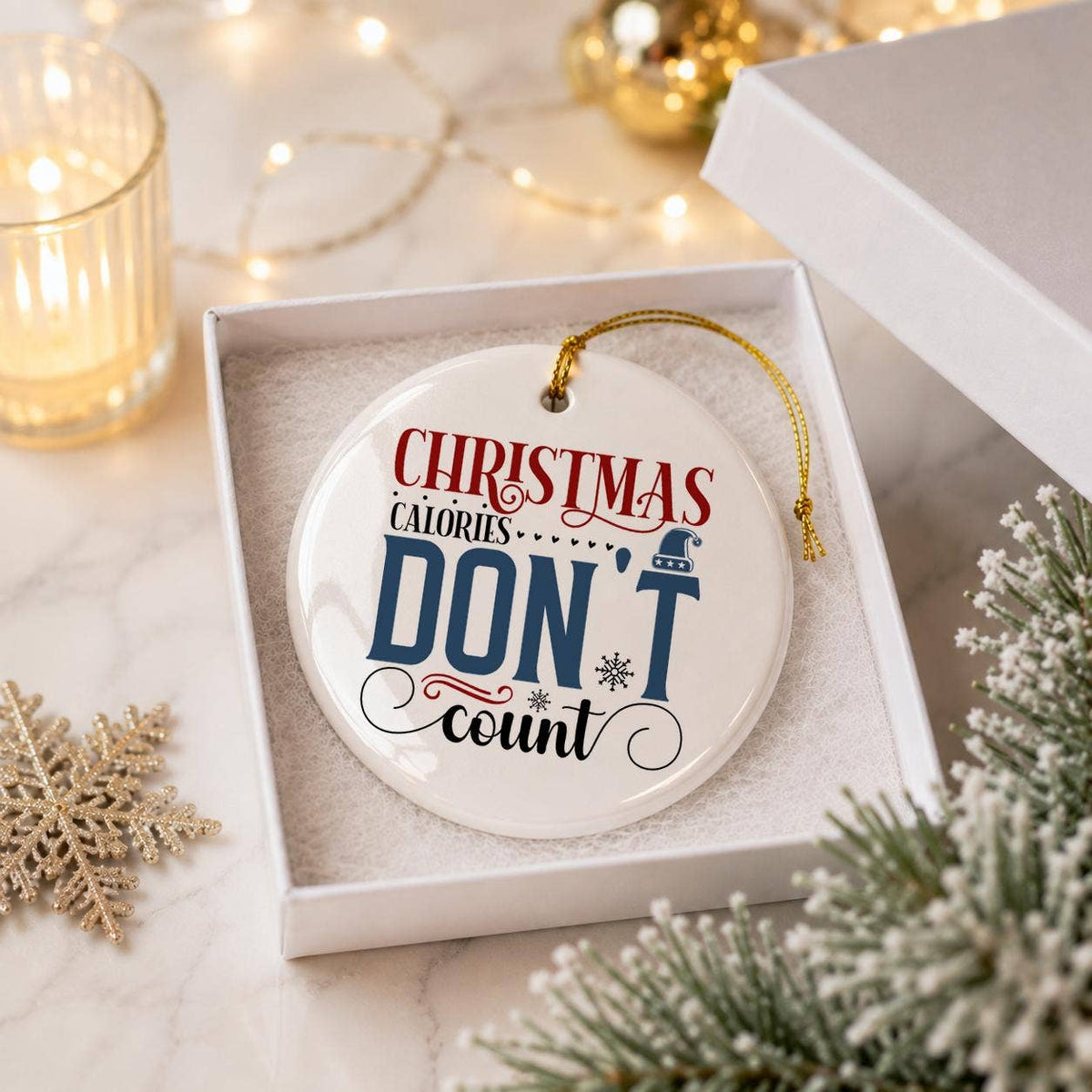 Christmas Calories Dont Count Ceramic Ornament