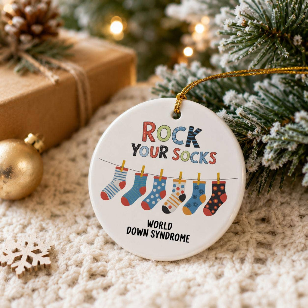 World Down Syndrome Day Colorful Ceramic Socks Ornament