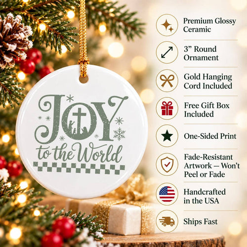 Ceramic Nativity Scene Ornament - Joy to the World Christmas