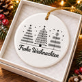 Frohe Weihnachten Ceramic Ornament with Trees & Star Accents