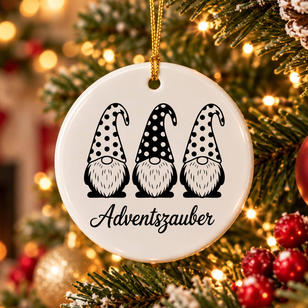 Whimsical Gnome Polka-Dot Ceramic Ornament for Holiday Decor