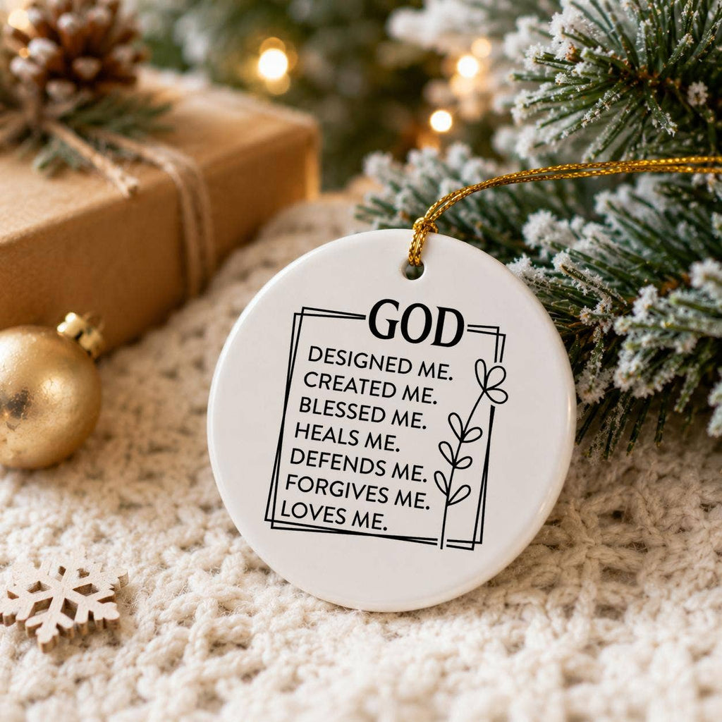 Inspirational God Faith Ceramic Christmas Ornament