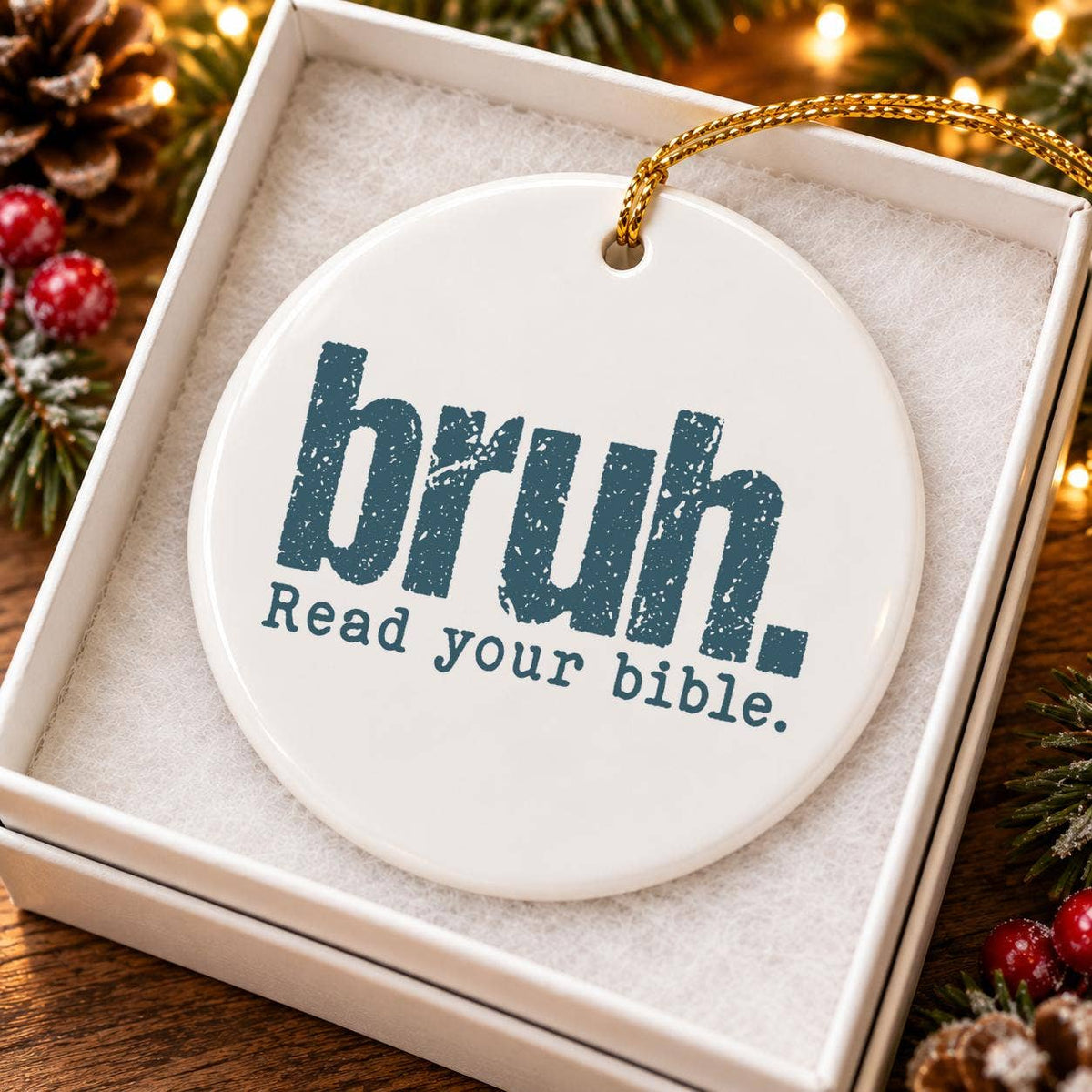 Ceramic Ornament: Humorous "Bruh. Read Your Bible" Design