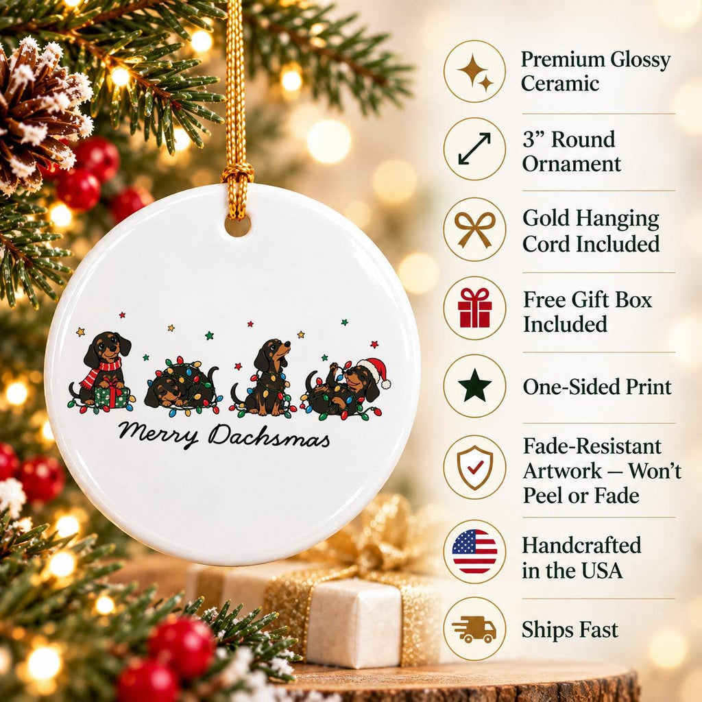 Merry Dachshmas Ceramic Christmas Ornament Gift Box