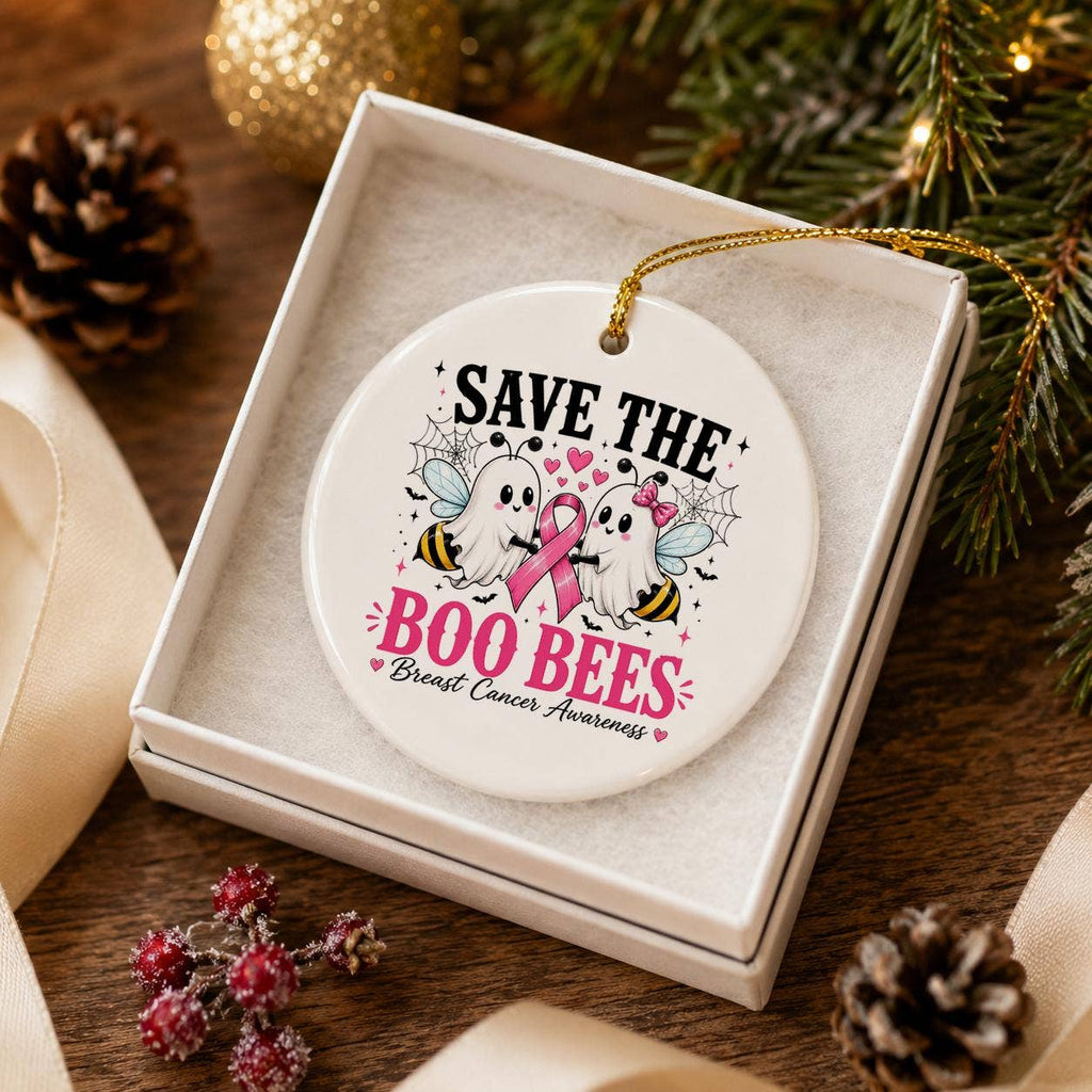 Breast Cancer Awareness Ceramic Ornament with Gift Box