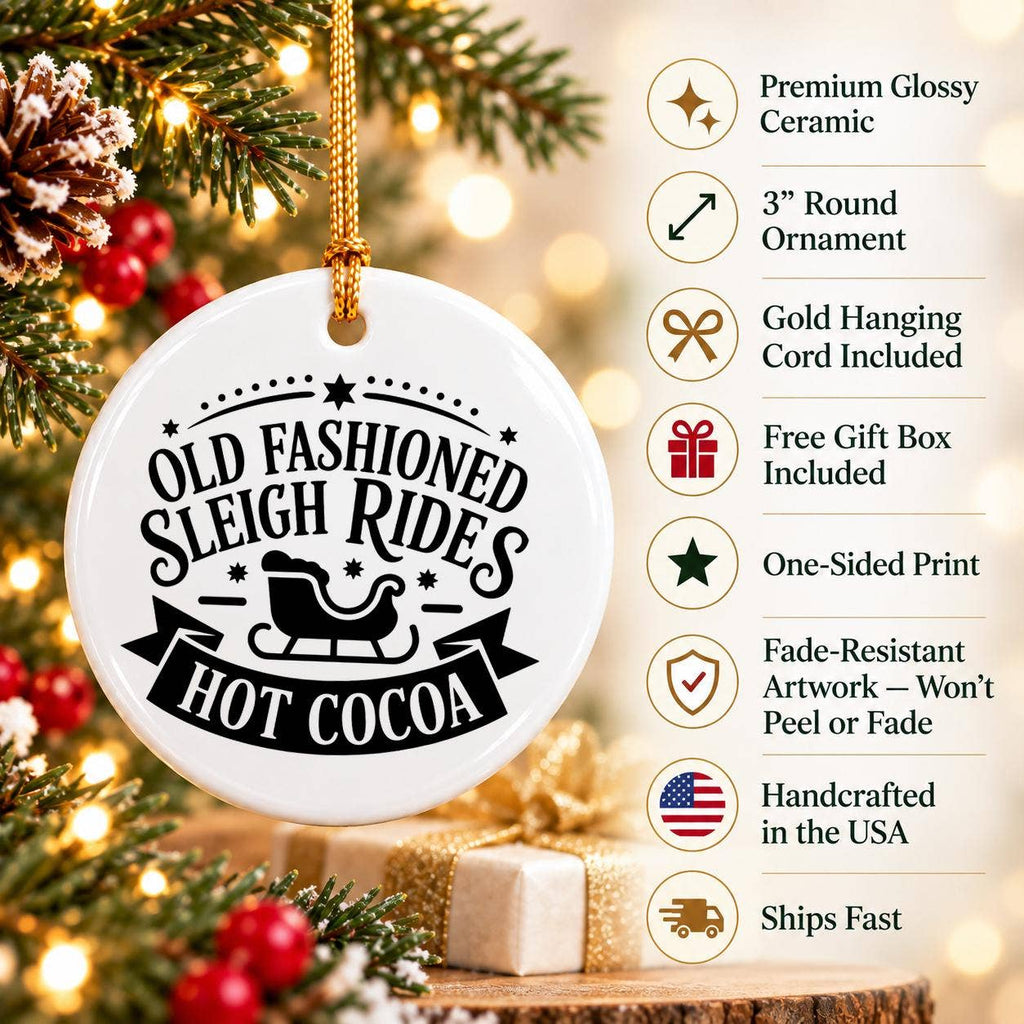 Old Fashioned Sleigh Rides Ceramic Christmas Ornament
