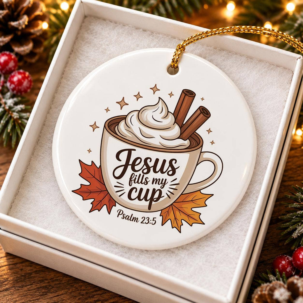 Psalm 23:5 Ceramic Christmas Ornament Gift Box
