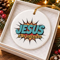 Jesus Is My Superhero Comic Ceramic Ornament for Christmas