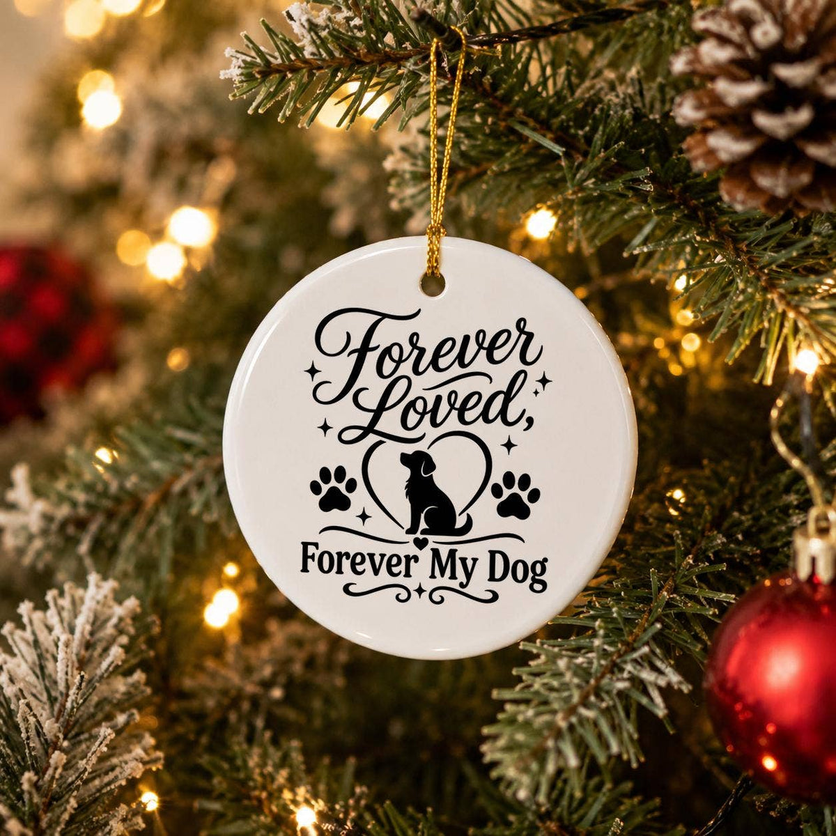 Pet Memorial Ceramic Ornament with Heart & Paws