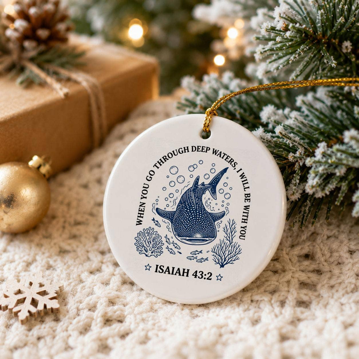 Inspirational Whale Ceramic Christmas Ornament Gift